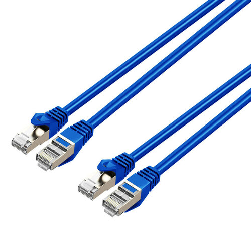 2PK Cruxtec 2m CAT7 10GbE SF/FTP Triple Shielding Ethernet Cable - Blue