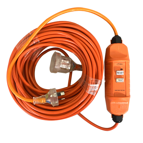 Cleanstar 20m Rubber Extension Lead w/ In-line RCD Safety Switch