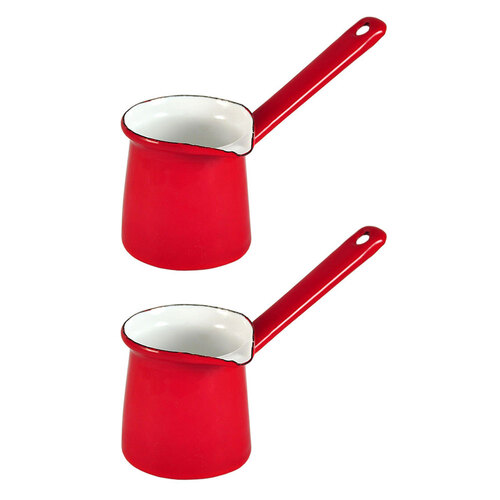 2x Urban Style 125ml Enamelware Turkish 3 Coffee Pot - Red