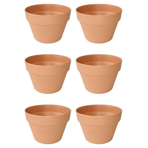 6PK Homeleisure Replicotta Plastic Squat Plant Pot 250mm Terracotta 