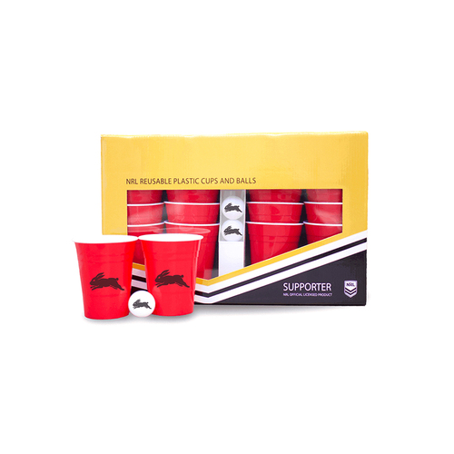 NRL Reusable Cups & Balls Beer Pong Party Game South Sydney Rabbitohs