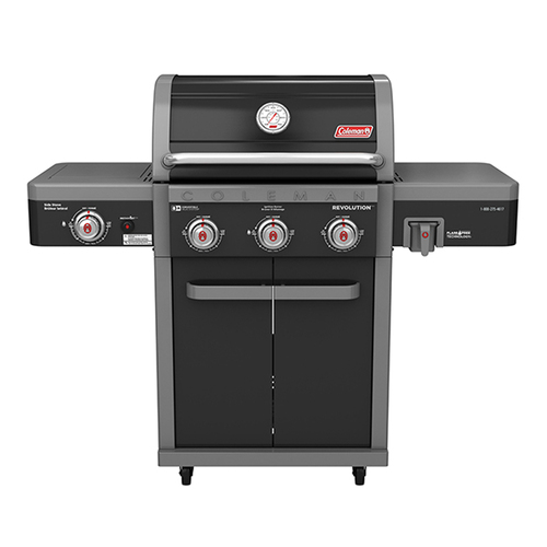Coleman Revolution 3 Burner Propane Gas BBQ w/ Side Stove Black