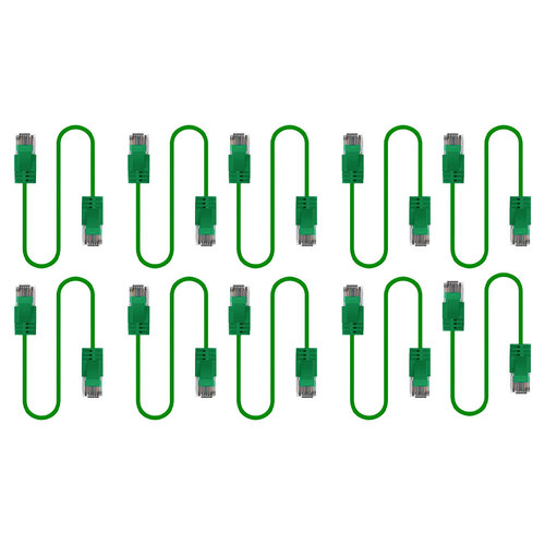 10PK Cruxtec Ultra-Thin CAT6A U/UTP Ethernet Cable 0.5m - Green