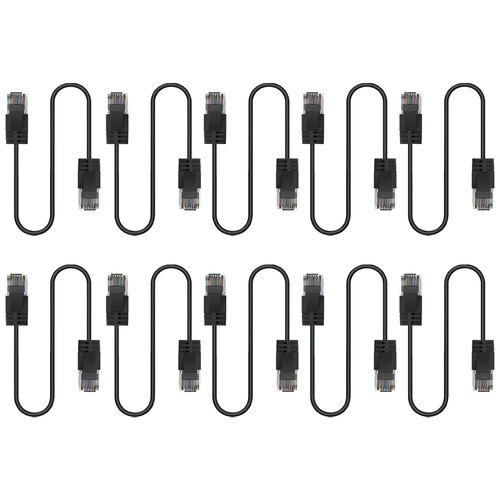 10PK Cruxtec Ultra-Thin CAT6A U/UTP Ethernet Cable 1m - Black