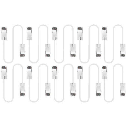 10PK Cruxtec Ultra-Thin CAT6A U/UTP Ethernet Cable 1m - White