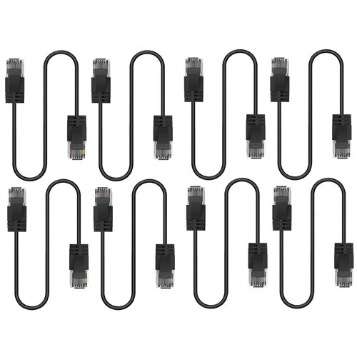 8PK Cruxtec Ultra-Thin CAT6A U/UTP Ethernet Cable 3m - Black