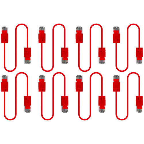 8PK Cruxtec Ultra-Thin CAT6A U/UTP Ethernet Cable 3m - Red