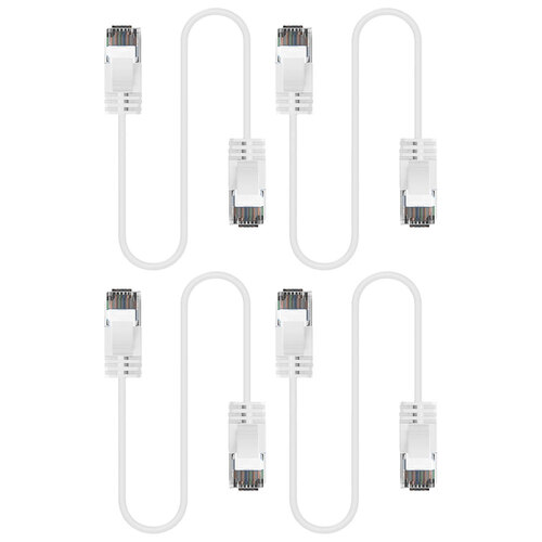 4PK Cruxtec Ultra-Thin CAT6A U/UTP Ethernet Cable 3m - White