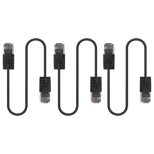 3PK Cruxtec Ultra-Thin CAT6A U/UTP Ethernet Cable 5m - Black