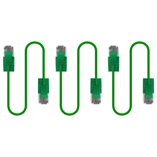 3PK Cruxtec Ultra-Thin CAT6A U/UTP Ethernet Cable 5m - Green