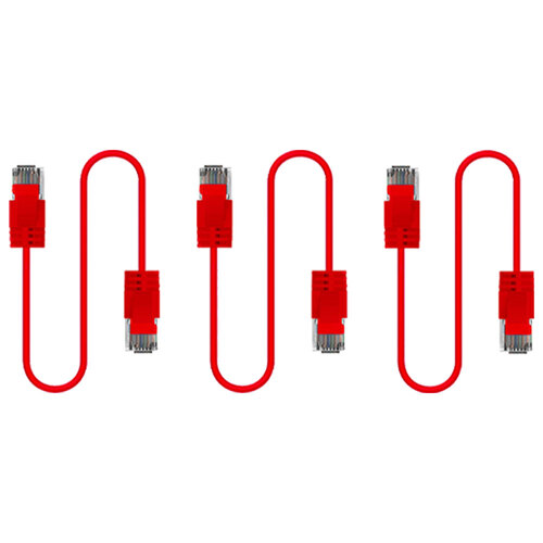 3PK Cruxtec Ultra-Thin CAT6A U/UTP Ethernet Cable 5m - Red