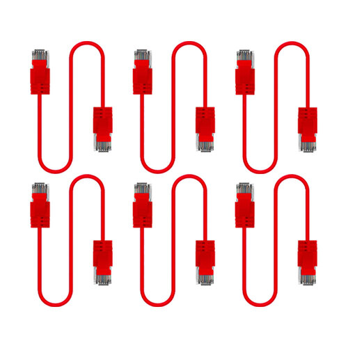 6PK Cruxtec Ultra-Thin CAT6A U/UTP Ethernet Cable 5m - Red