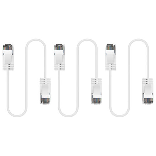 3PK Cruxtec Ultra-Thin CAT6A U/UTP Ethernet Cable 5m - White