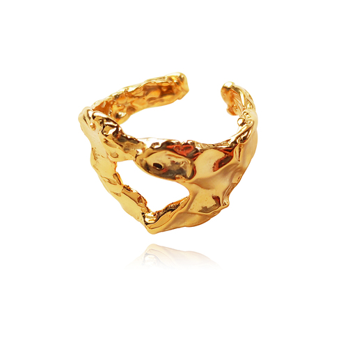Culturesse Cosette Sculpture Adjustable 2cm Open Ring - Gold