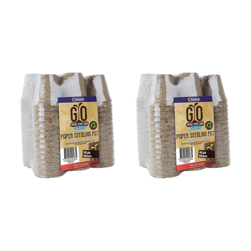 2PK 90pc Homeleisure GYO Paper Seedling Peat Pot Round 55mm Brown 