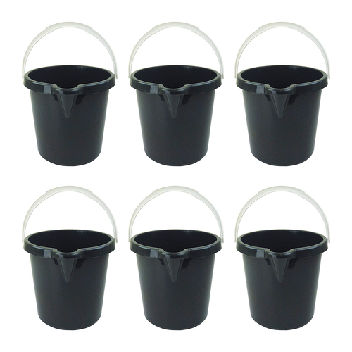 6PK Homeleisure Bucket W/Lip 11L Charcoal Kitchen Cooking 