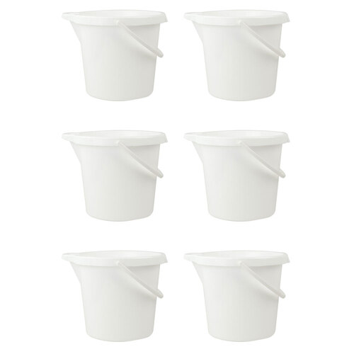 6PK Homeleisure Bucket W/Lip 11L White Kitchen Cooking 