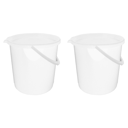 2PK Homeleisure Bucket W/Lid 11L White Kitchen Cooking 