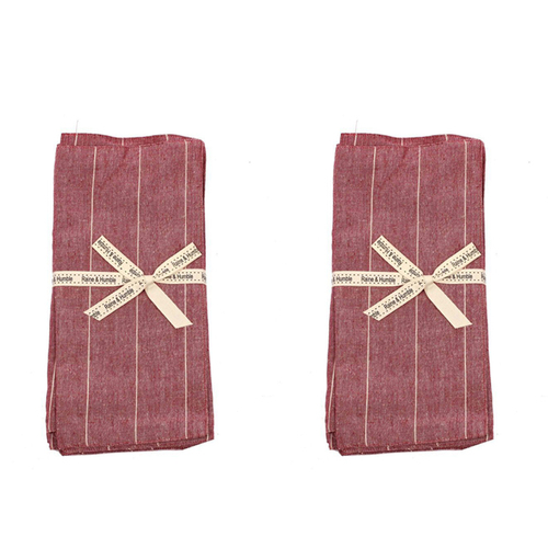 2PK Belle Wild Stripe Cotton Table Runner 150x45cm Rectangle - Mulberry