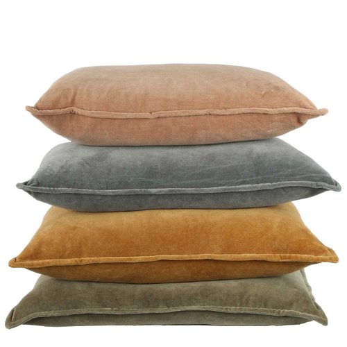 Belle Velvet Euro Cotton Velvet Cushion Pillow Cover Square 60x60cm - Clay