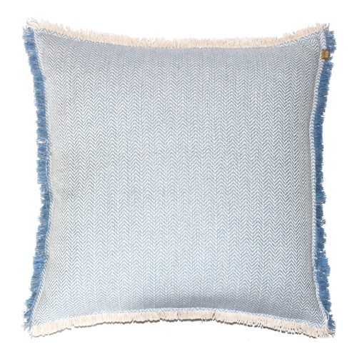 Raine & Humble Heavy Cotton Herringbone Square Cushion 60cm Artichoke Blue
