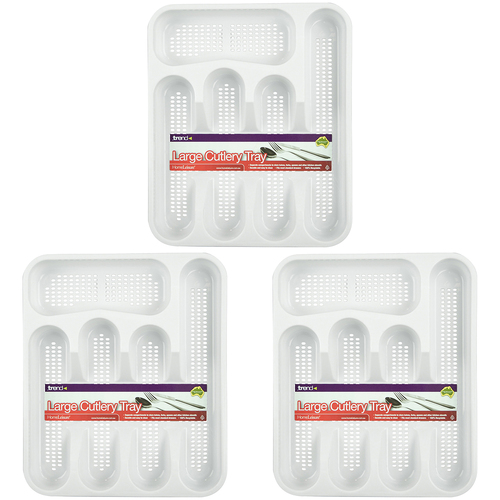 3PK Homeleisure Cutlery Tray Large White Kitchen Cooking  Utensils Set