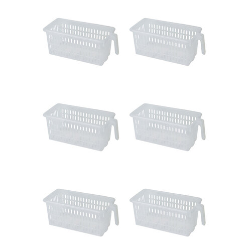 6PK Homeleisure Fridge Basket Large Clear Kitchen Cooking 