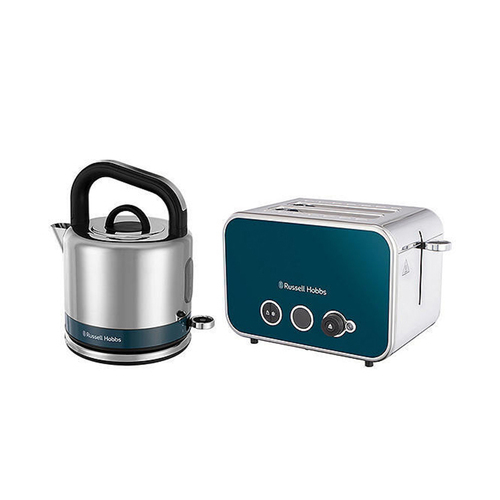 Russell Hobbs Distinctions Tea/Coffee Kettle & 2 Slice Toaster Set - Ocean Blue