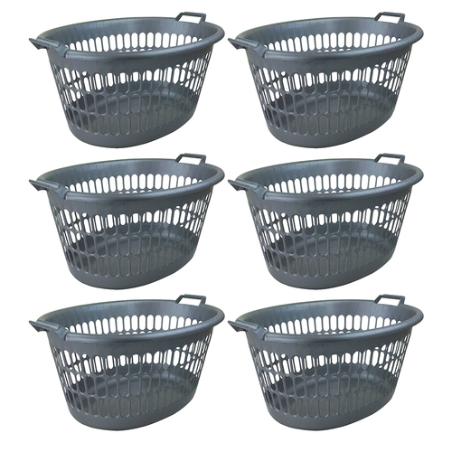 6PK Homeleisure Oval Basket 35L Silver Kitchen Cooking 