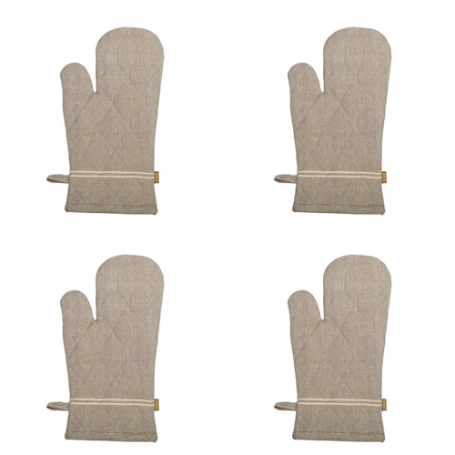 4PK Belle Kumas Single Cotton Oven Glove Mitt 32x18cm - Charcoal