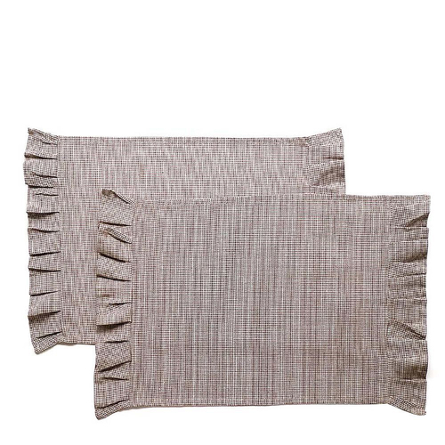 4pc Belle Check Cotton Placemat Earth Set Dining Table Protector 48cm Brown