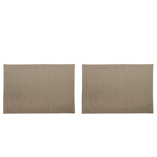 2x 4pc Belle Chambray Cotton Placemat Set Set 48x33cm Rectangle - Charcoal