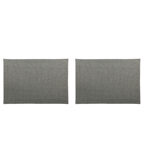 2x 4pc Belle Chambray Cotton Placemat Set Set 48x33cm Rectangle - Navy