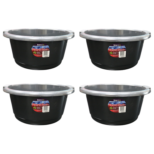 4PK Homeleisure Trend 20L Plastic Basin Round Charcoal 