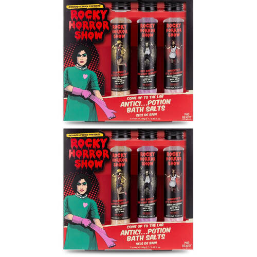 2PK Rocky Horror Show Potion Bottle Shaped Bubble Bath Trio Amber and Ginseng