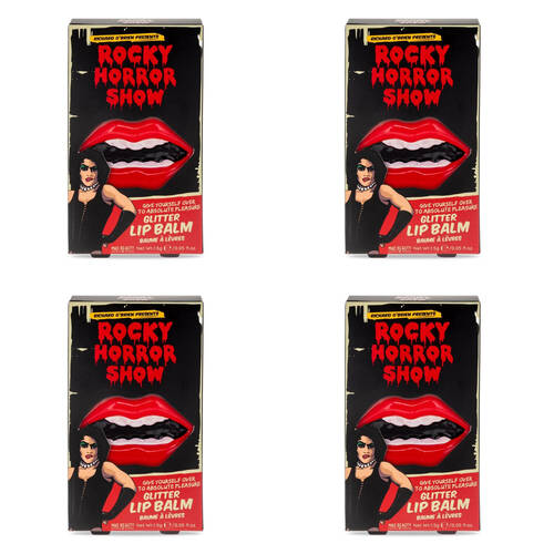 4PK Rocky Horror Show Tinned Scented Moisturising Glitter Lip Balm Cherry