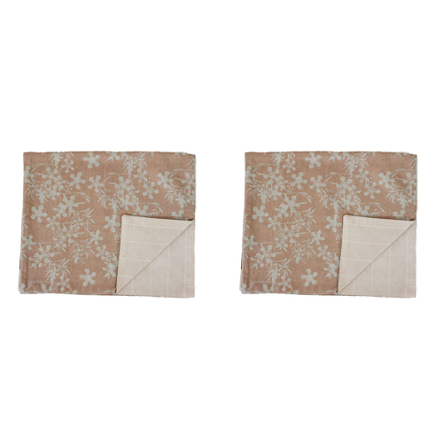 2PK Belle Myrtle Chambray Table Runner 150x45cm Rectangle - Clay