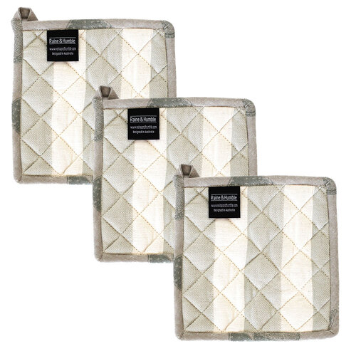 3PK Raine & Humble 20cm Lemonade Cotton Pot Holder/Trivet - Myrtle Sage