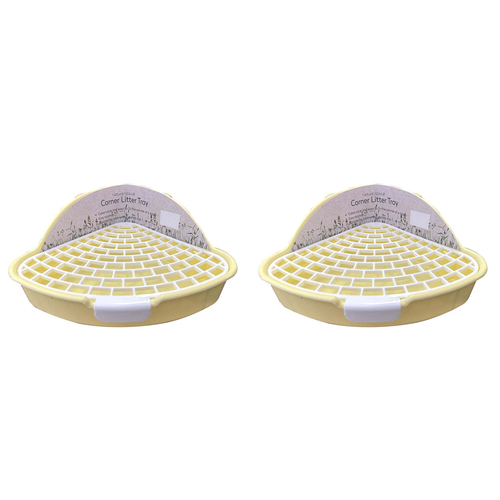 2PK Nature Island Corner 25x20cm w/Clips Cat/Dog Poop Pet Litter Tray Small Yellow