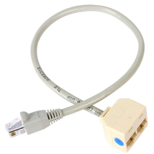 2-to-1 RJ45 Splitter Cable Adapter - F/M
