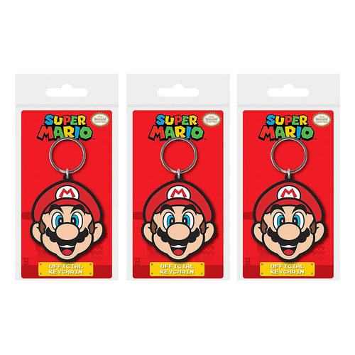 3PK Super Mario Themed Kids/Childrens Videogame Novelty Rubber Keyring
