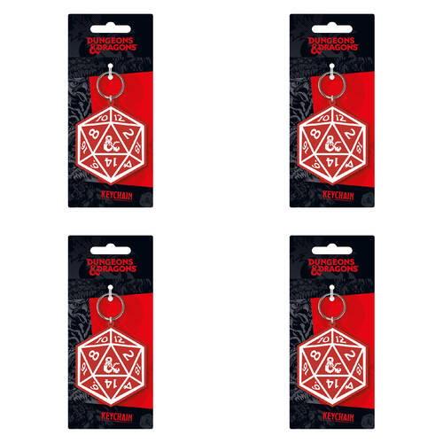 4PK Dungeons & Dragons Dice PVC Rubber Durable Keyring/Keychain 4x9cm