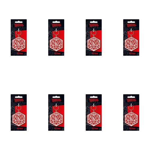 8PK Dungeons & Dragons Dice PVC Rubber Durable Keyring/Keychain 4x9cm