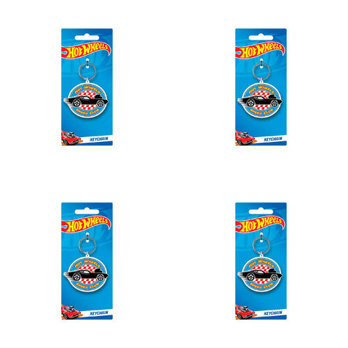 4PK Hot Wheels Speed Club PVC Rubber Durable Keyring/Keychain 4x9cm