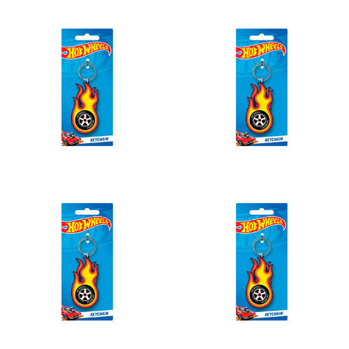 4PK Hot Wheels Burning Tyre PVC Keyring Hanging Accessory 4x9cm