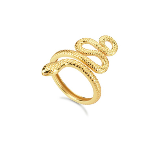 Culturesse Celyn 3cm Snake Open Ring - Gold Vermeil