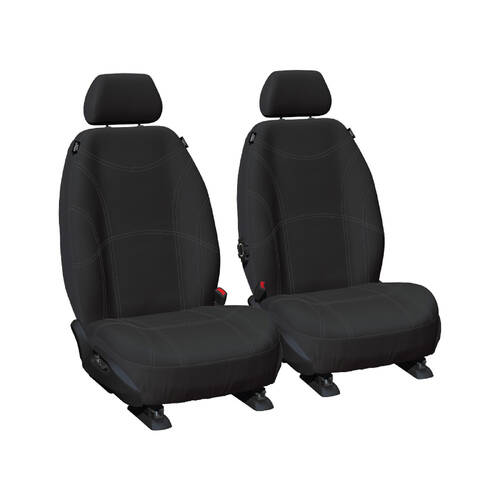 Getaway Neoprene Front Black Seat Covers Silver Stitch - Navara ST 2011-2015