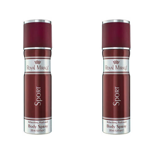 2PK Royal Mirage Men's Sport Daily Fresh Scent Fragrance Body Spray For Men 200ML 