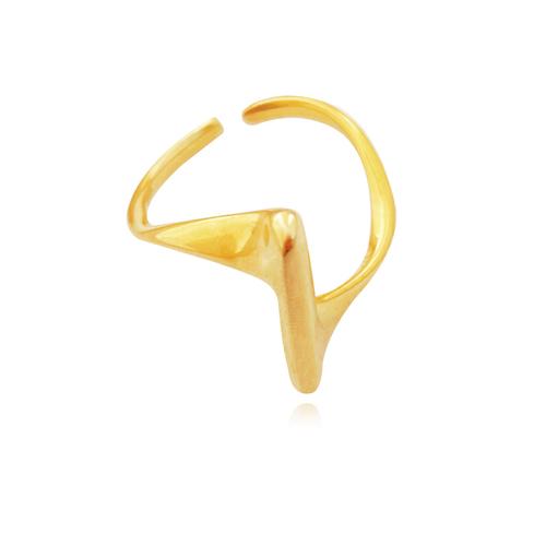Culturesse Aja Artisan Sculptural Flow Adjustable 2.2cm Open Ring - Gold