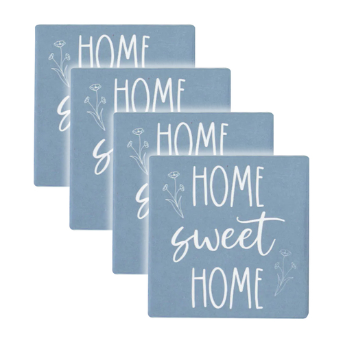 4pc Rayell Ceramic Printed Coasters Home Sweet Home Slate 